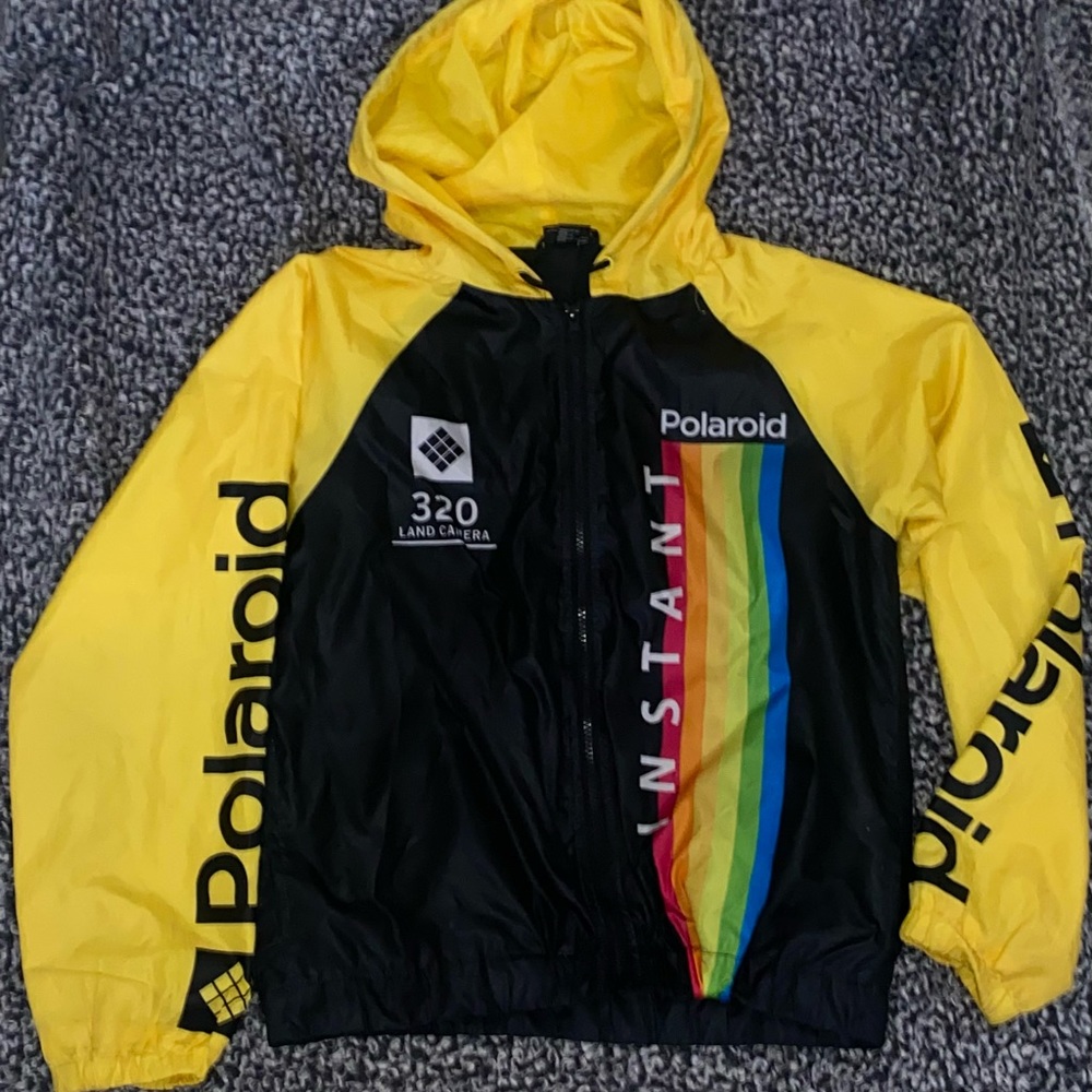 Vintage Retro Yellow Polaroid Unisex Windbreaker
